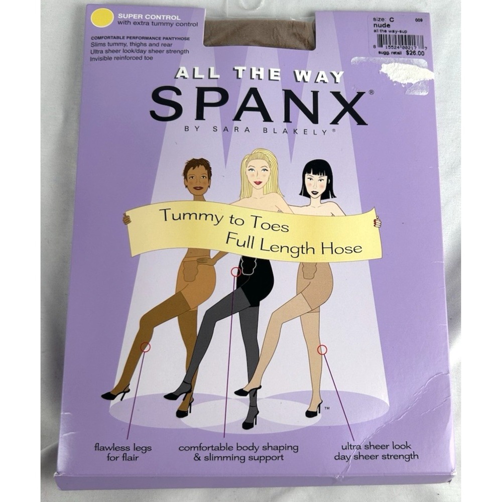 NWT Spanx All The Way Super Control Full Length Hose Pantyhose Nude Size C